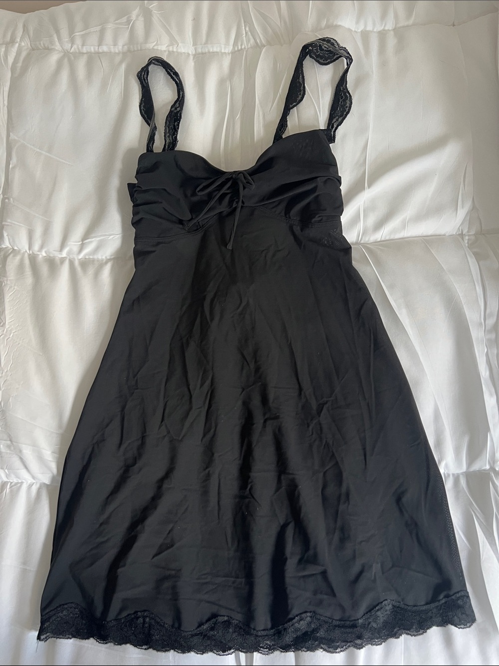 Urban Outfitters Black Lace-Trim Mini Dress